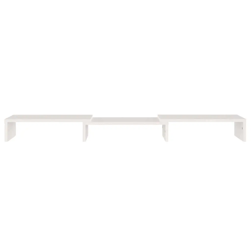 Monitor Stand White Solid Wood Pine Adjustable Desk Riser 80 x 24 x 10.5 cm