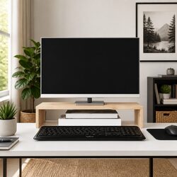 Monitor Stand 50x27x10 cm Solid Wood Pine Brown Computer Riser Desk Organizer
