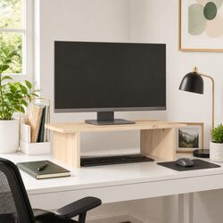 Monitor Stand Solid Wood Pine Brown 50x27x15 cm Riser Storage Desktop Computer