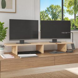Monitor Stand Solid Wood Pine Computer Riser 100x27x15cm Storage Desk Organizer