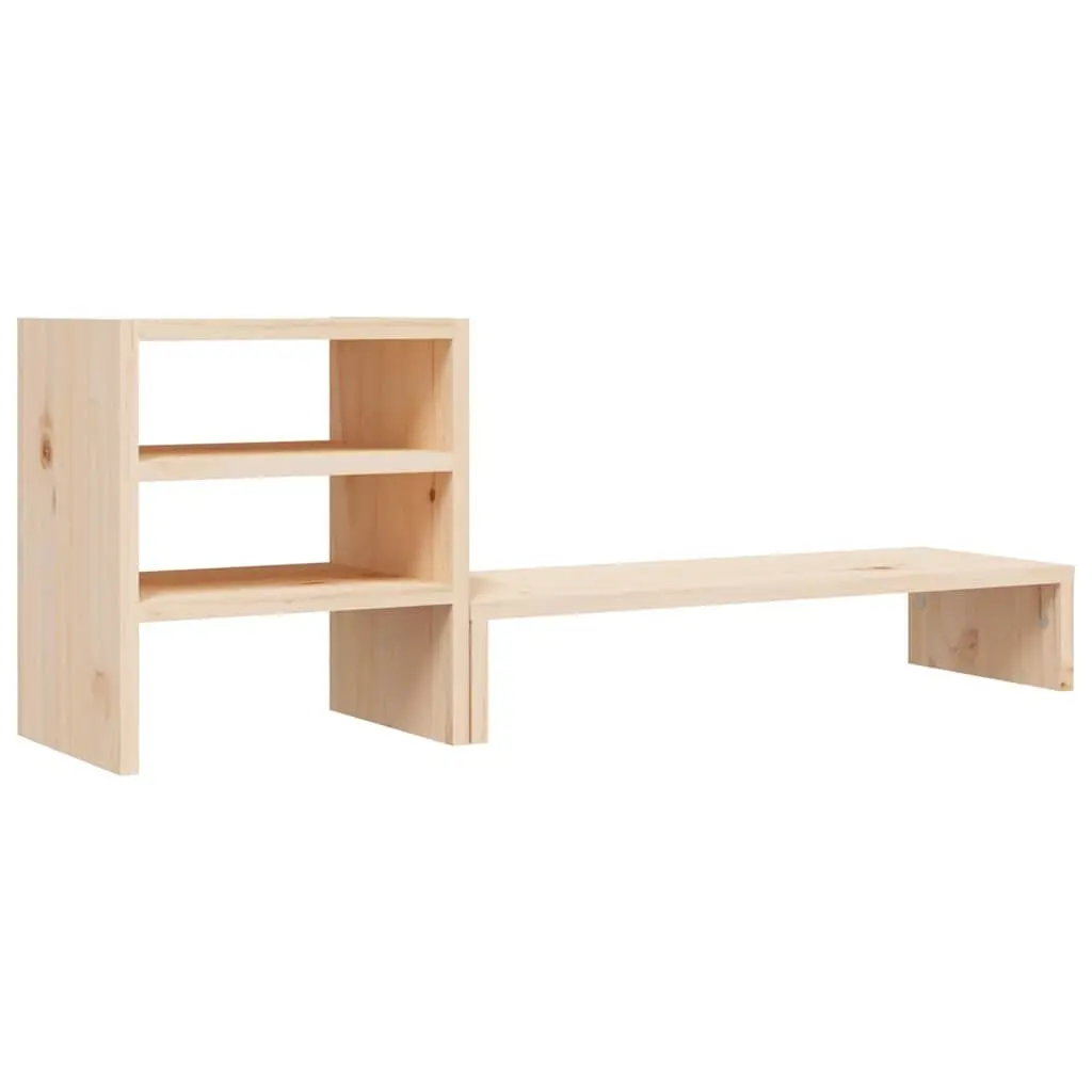 Monitor Stand Solid Pine Wood Brown 81x20x30 cm with Storage