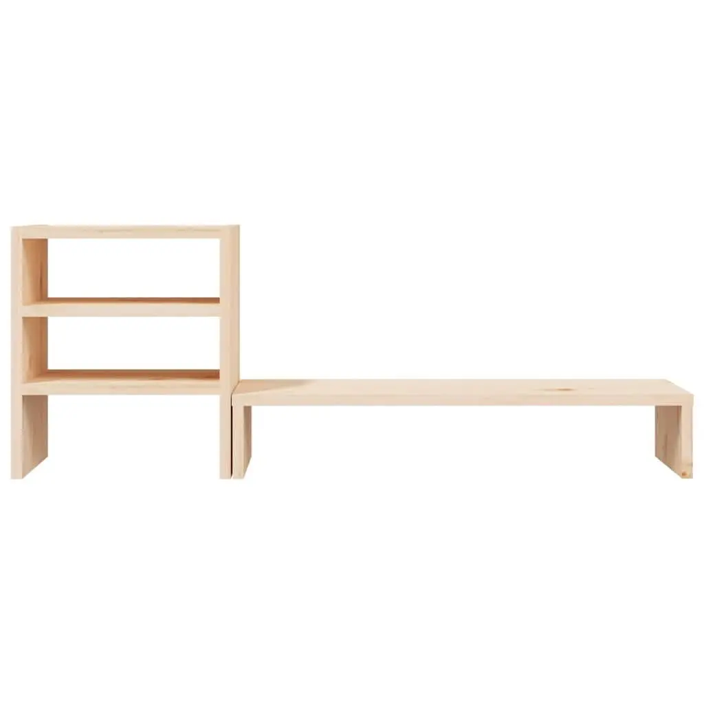 Monitor Stand Solid Pine Wood Brown 81x20x30 cm with Storage