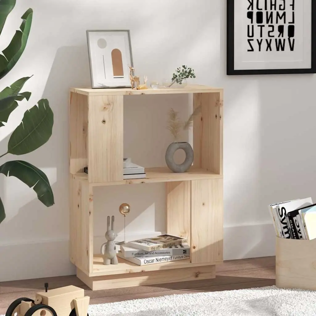 Brown Pine Book Cabinet and Room Divider