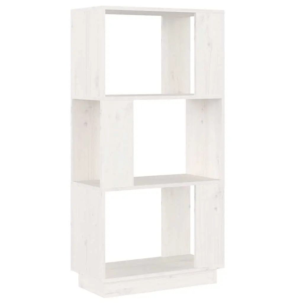 Book Cabinet Room Divider White Solid Pine Wood 51 x 25 x 101 cm