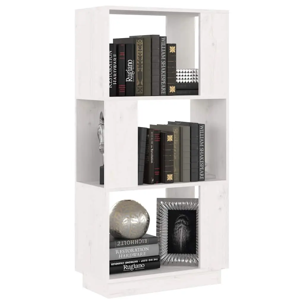 Book Cabinet Room Divider White Solid Pine Wood 51 x 25 x 101 cm