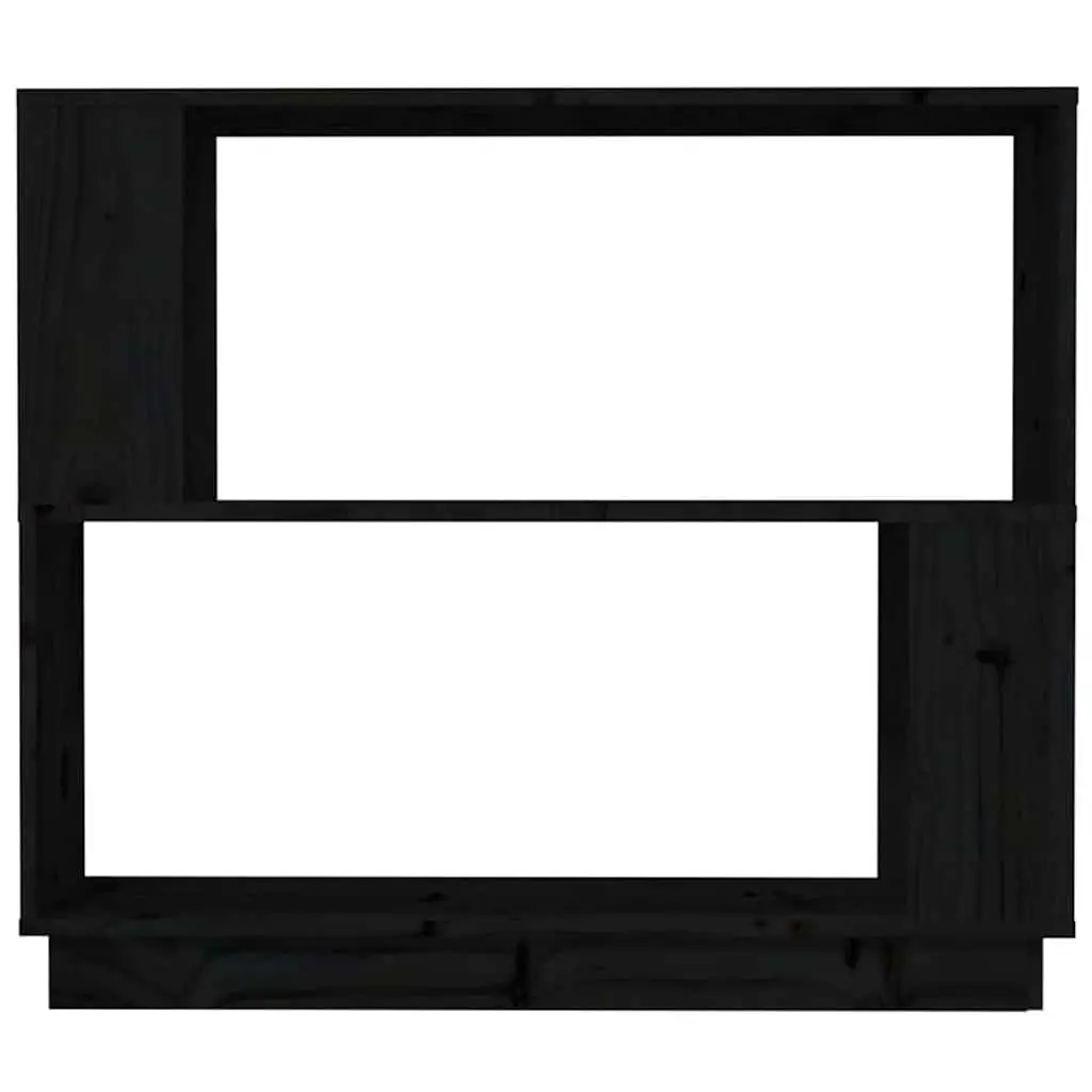Book Cabinet Room Divider Black Solid Pine Wood 80W x 25D x 70H cm