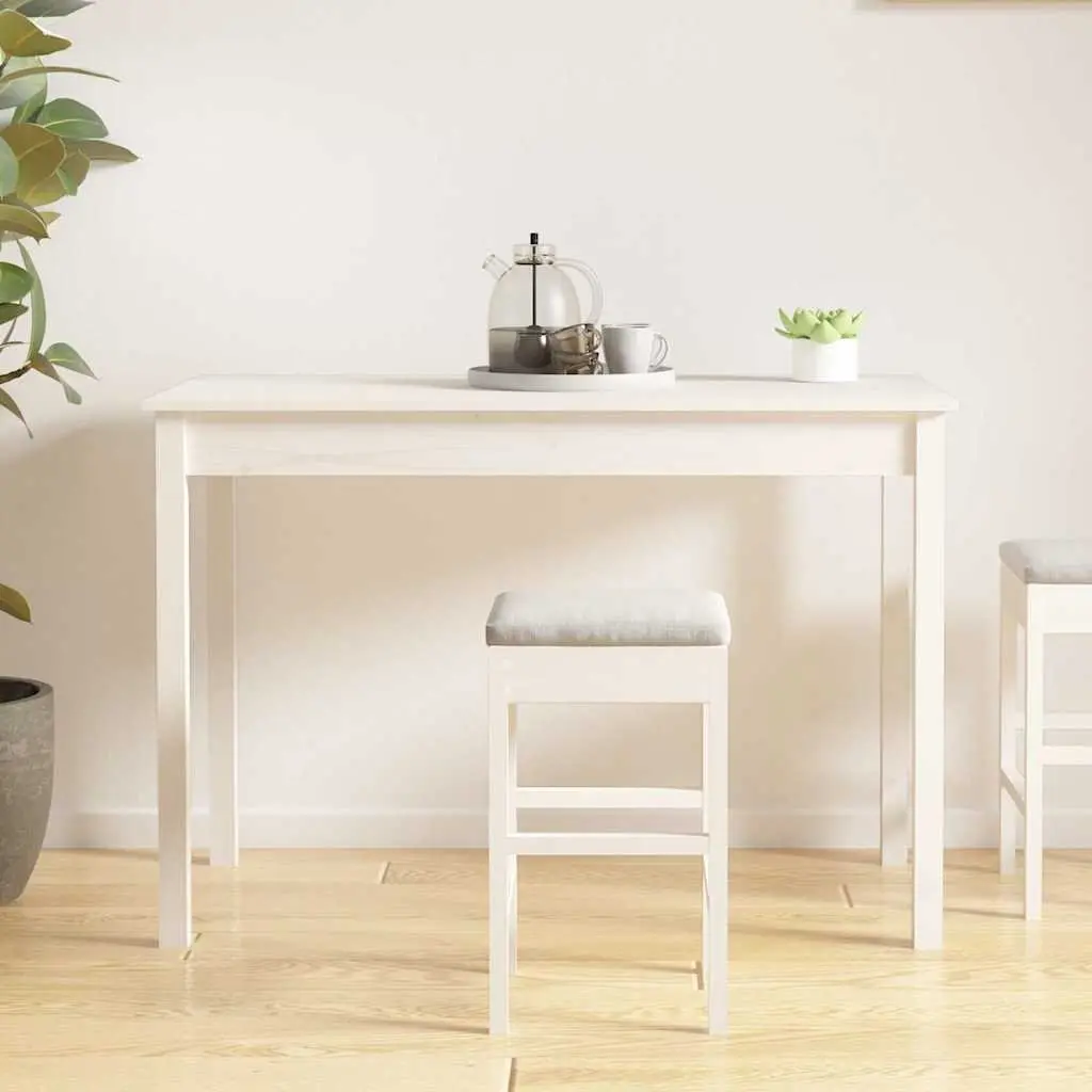 Dining Table White Solid Pine Wood 110x55x75 cm Minimalist Style