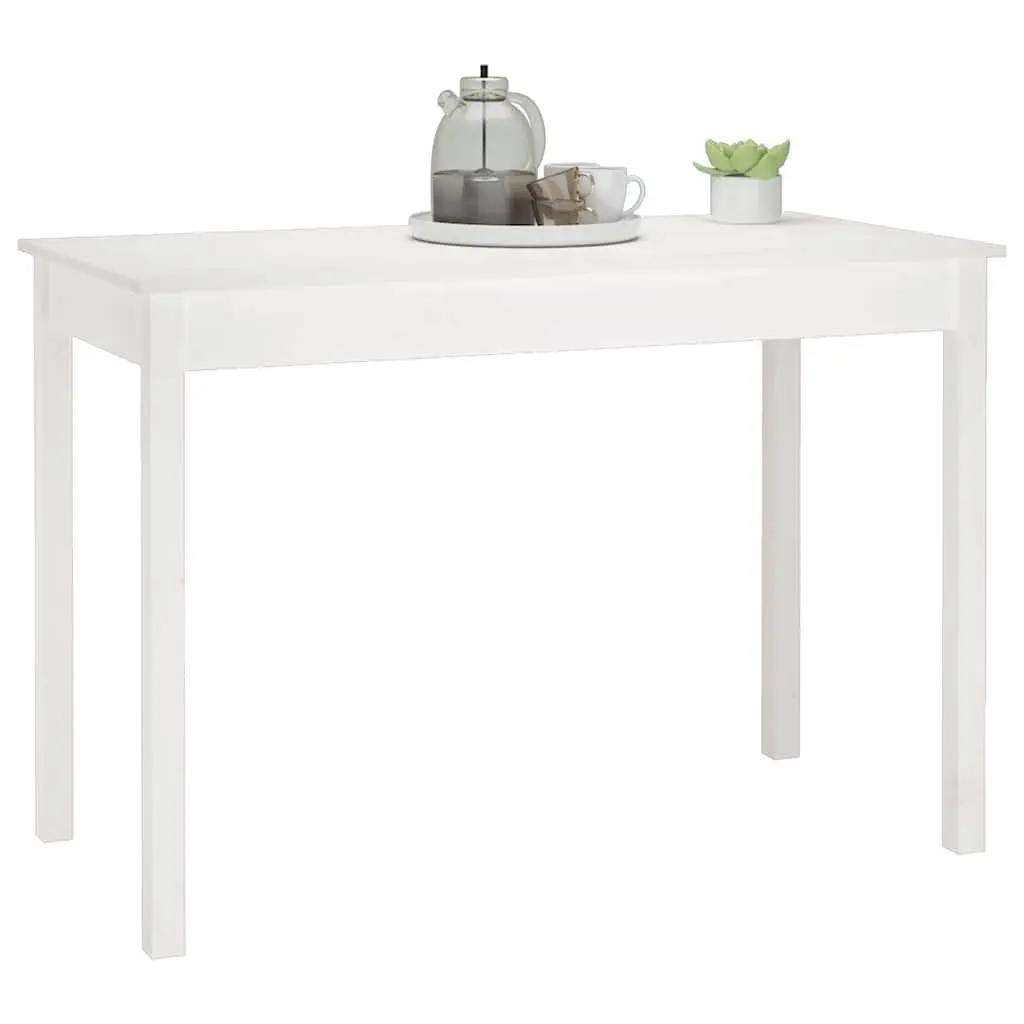 Dining Table White Solid Pine Wood 110x55x75 cm Minimalist Style