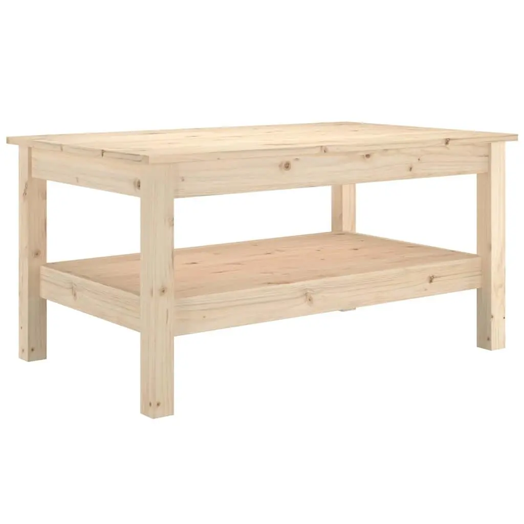 Solid Wood Coffee Table Brown Pine Living Room Furniture Storage Shelf 80x50x40 cm