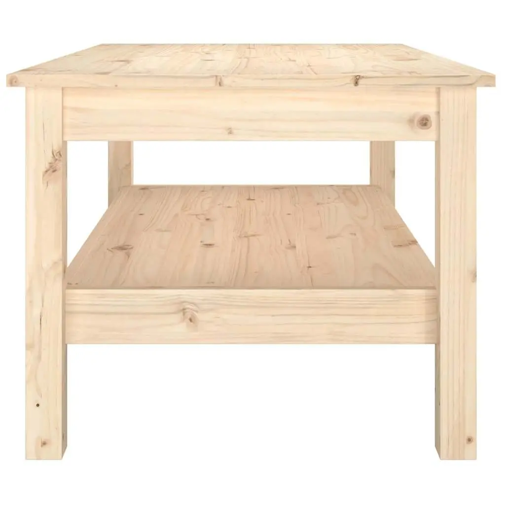 Solid Wood Coffee Table Brown Pine Living Room Furniture Storage Shelf 80x50x40 cm