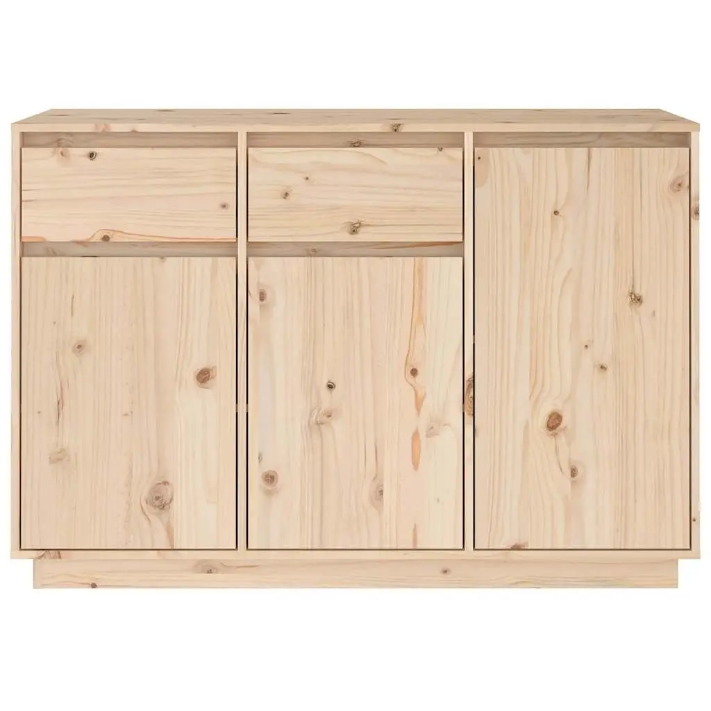 Sideboard Cabinet 110cm Brown Solid Pine Wood Storage Buffet Cupboard 2 Drawers