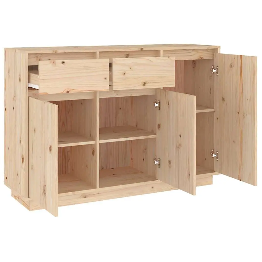 Sideboard Cabinet 110cm Brown Solid Pine Wood Storage Buffet Cupboard 2 Drawers