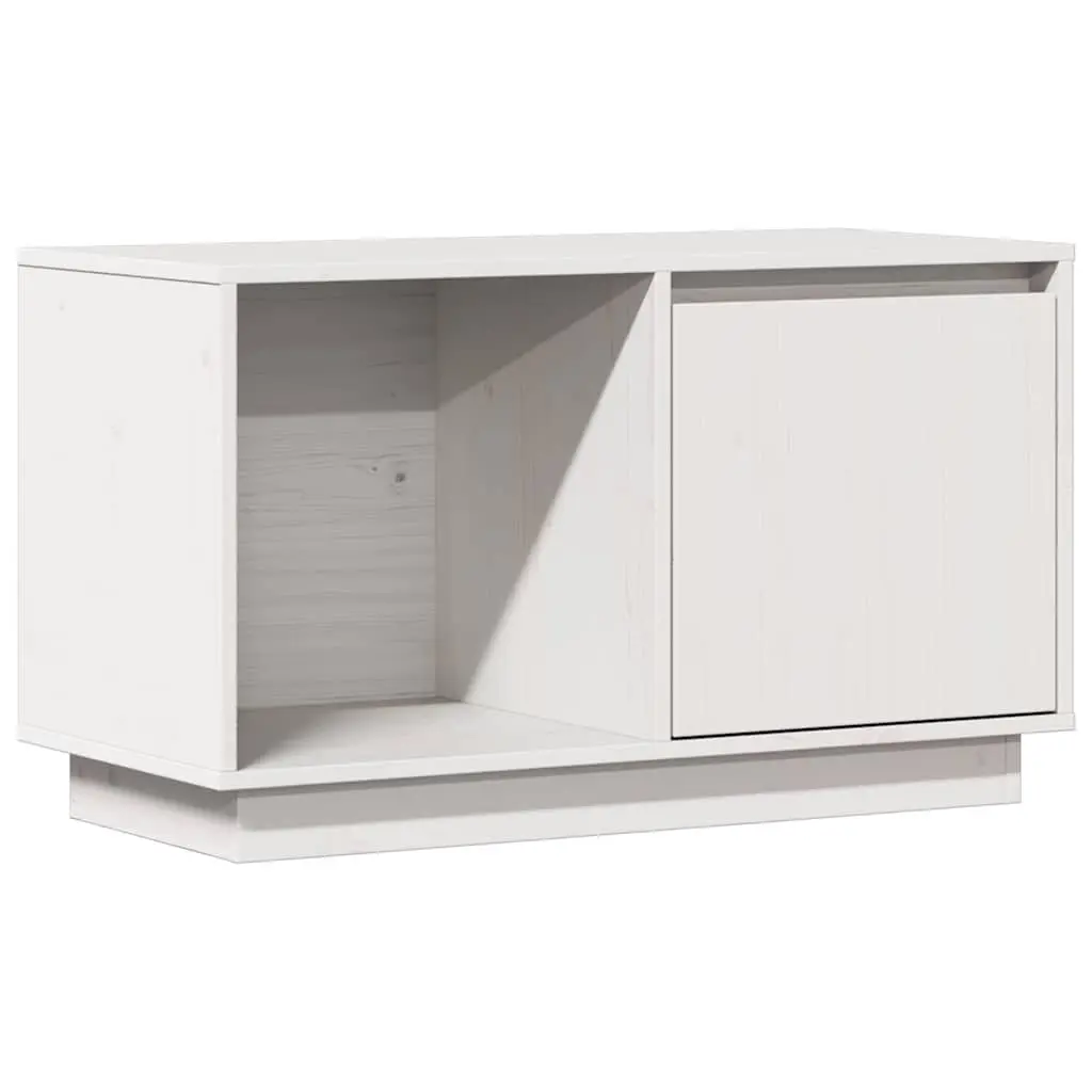 TV Cabinet Solid Pine Wood White 74x35x44 cm Storage Unit Living Room Furniture