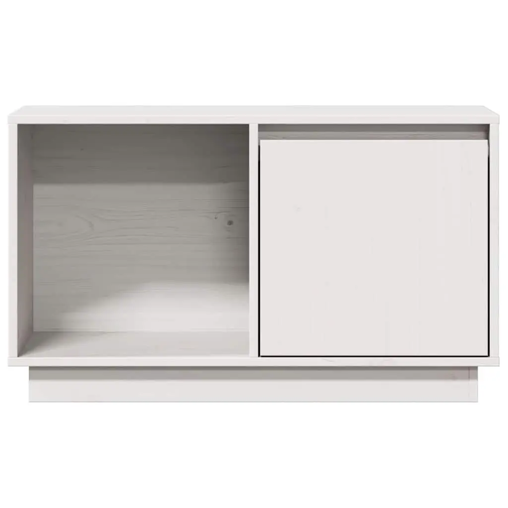 TV Cabinet Solid Pine Wood White 74x35x44 cm Storage Unit Living Room Furniture
