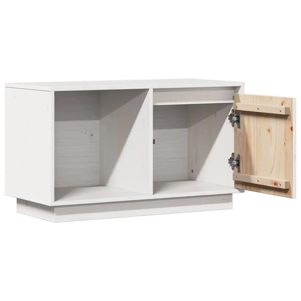 TV Cabinet Solid Pine Wood White 74x35x44 cm Storage Unit Living Room Furniture