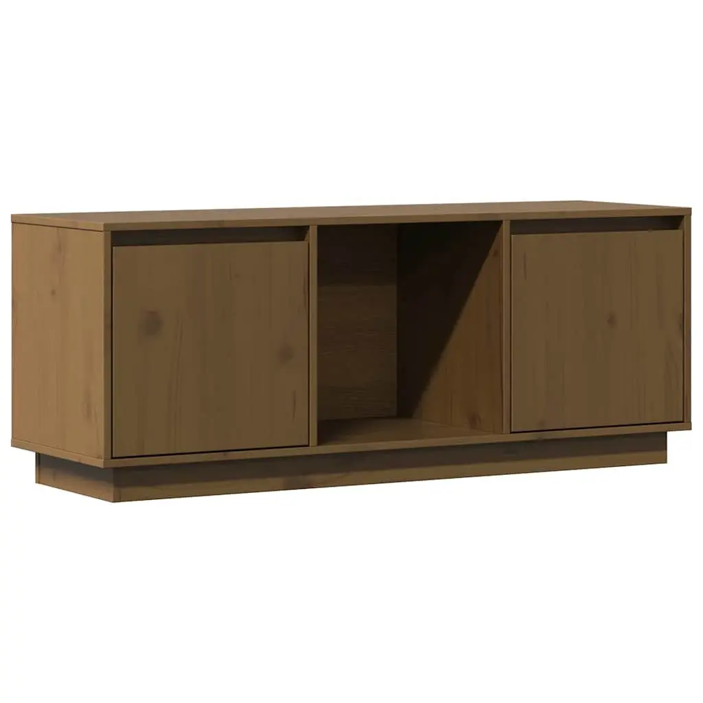 TV Cabinet Honey Brown Solid Pine Wood Media Storage Unit Living Room Furniture