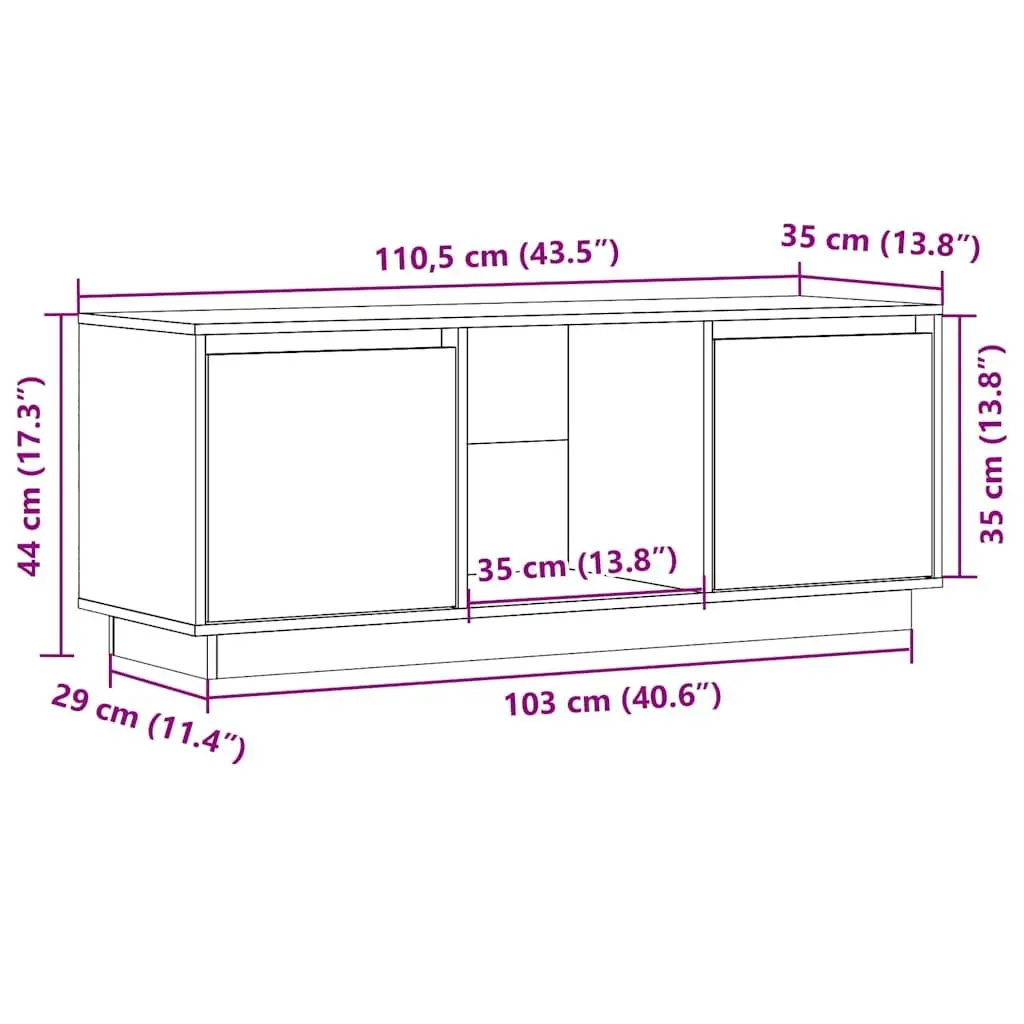 TV Cabinet Honey Brown Solid Pine Wood Media Storage Unit Living Room Furniture