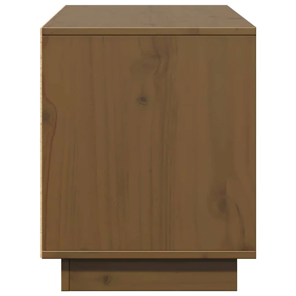 TV Cabinet Honey Brown Solid Pine Wood Media Storage Unit Living Room Furniture
