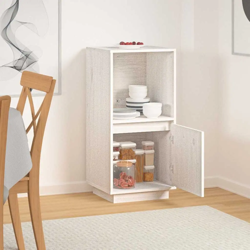 Sideboard Cabinet Solid Pine Wood Modern Style White 38x35x80 cm
