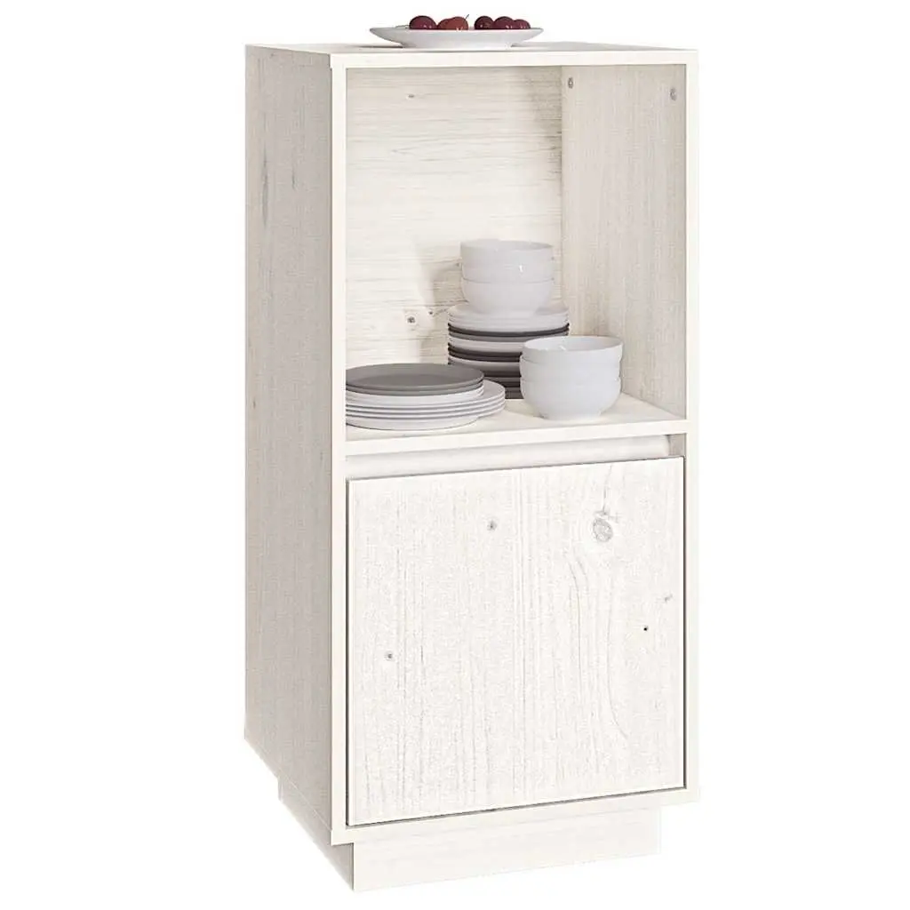 Sideboard Cabinet Solid Pine Wood Modern Style White 38x35x80 cm