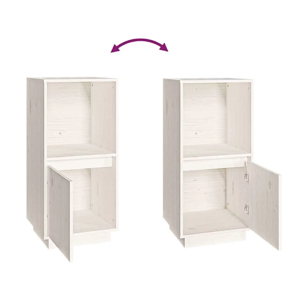 Sideboard Cabinet Solid Pine Wood Modern Style White 38x35x80 cm