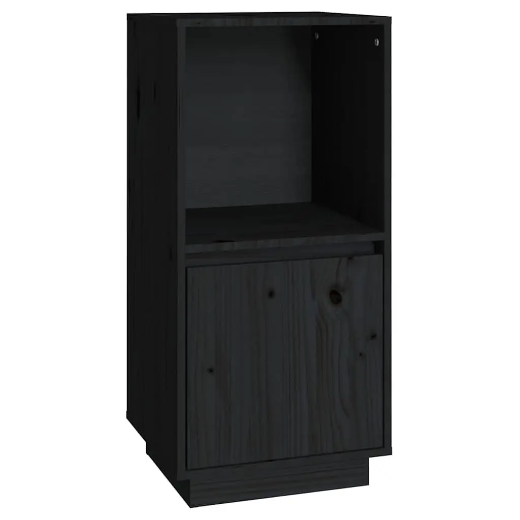 Black Sideboard Cabinet Solid Pine Wood Modern Minimalist 38W x 35D x 80H cm