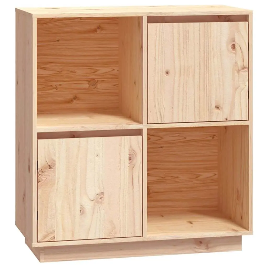 Solid Wood Pine Sideboard 74x35x80cm Storage Cabinet with 2 Doors Brown
