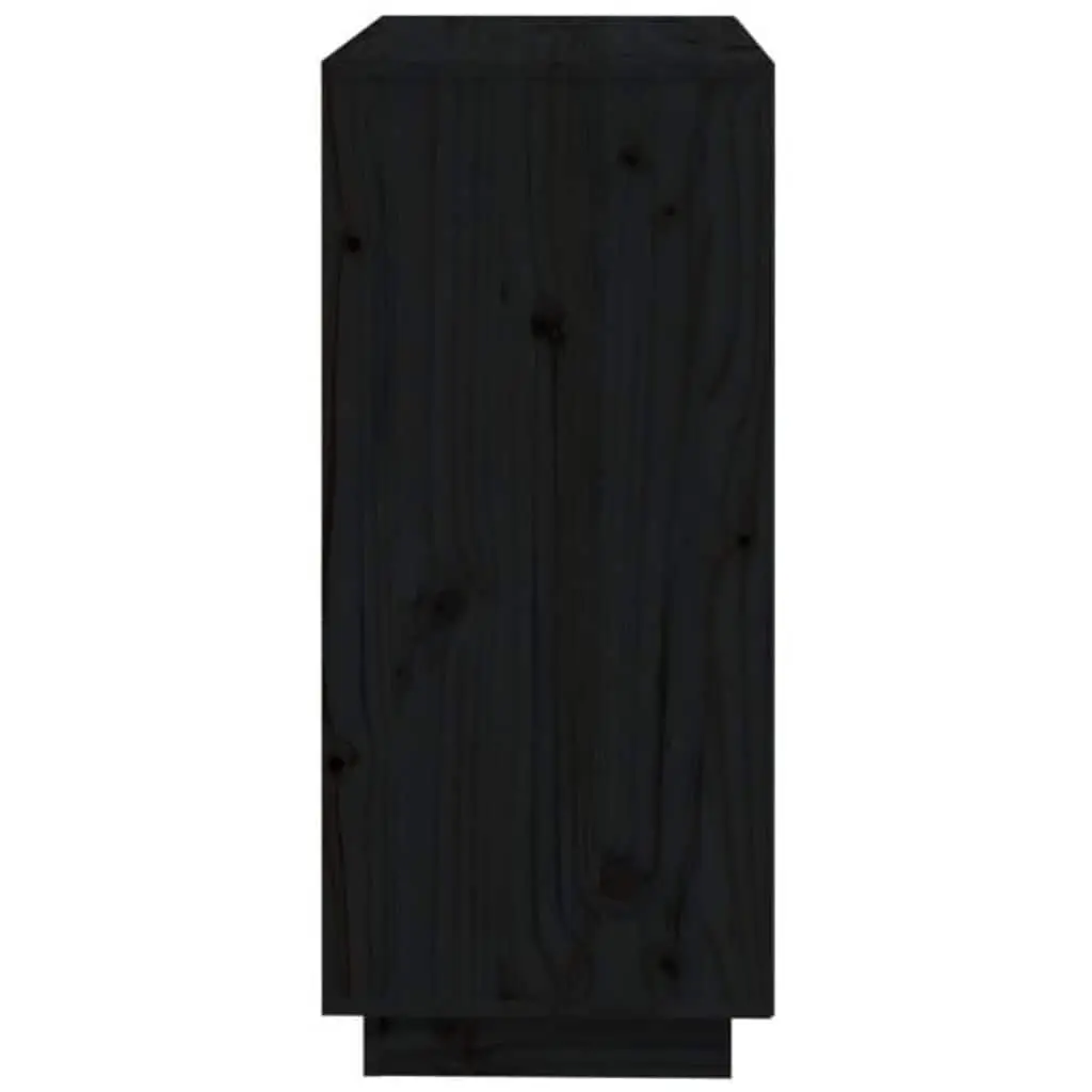 Sideboard Black 74x35x80 cm Storage Cabinet Solid Wood Pine 2 Doors Compartments