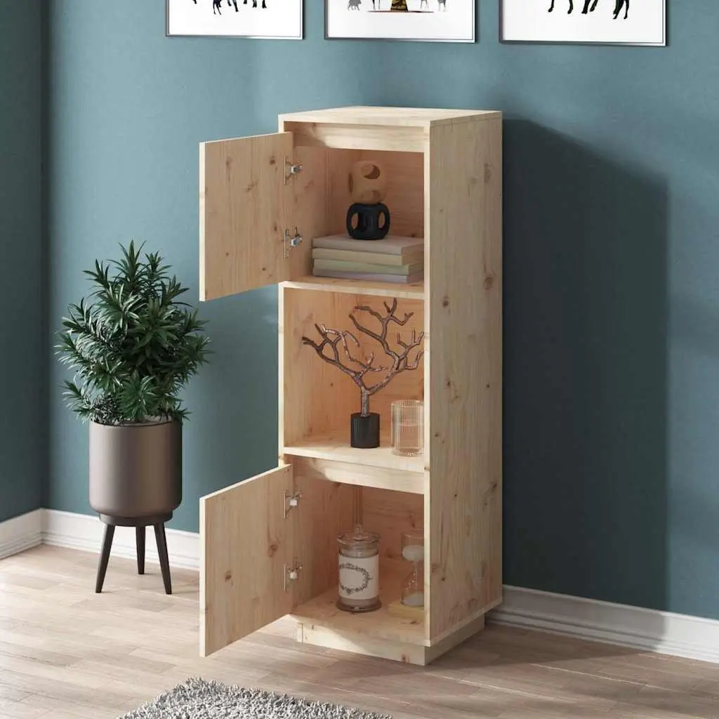 Highboard Solid Wood Pine Cabinet Brown 38x35x117cm