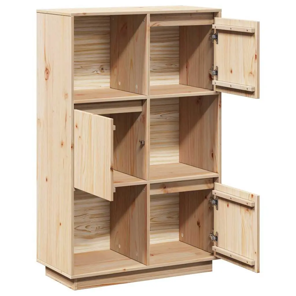 Highboard Storage Cabinet Solid Pine Brown 74x35x117cm Rustic Display Buffet