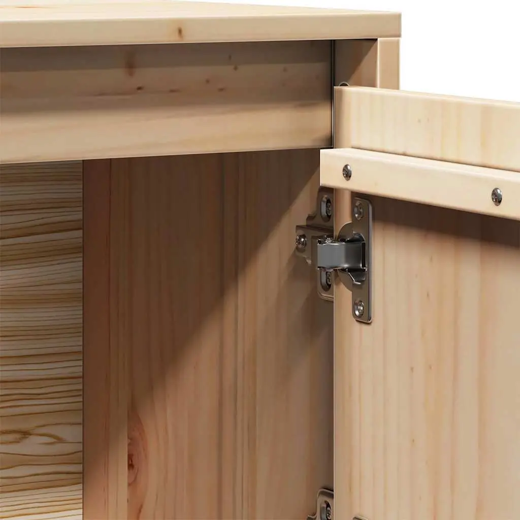 Highboard Storage Cabinet Solid Pine Brown 74x35x117cm Rustic Display Buffet