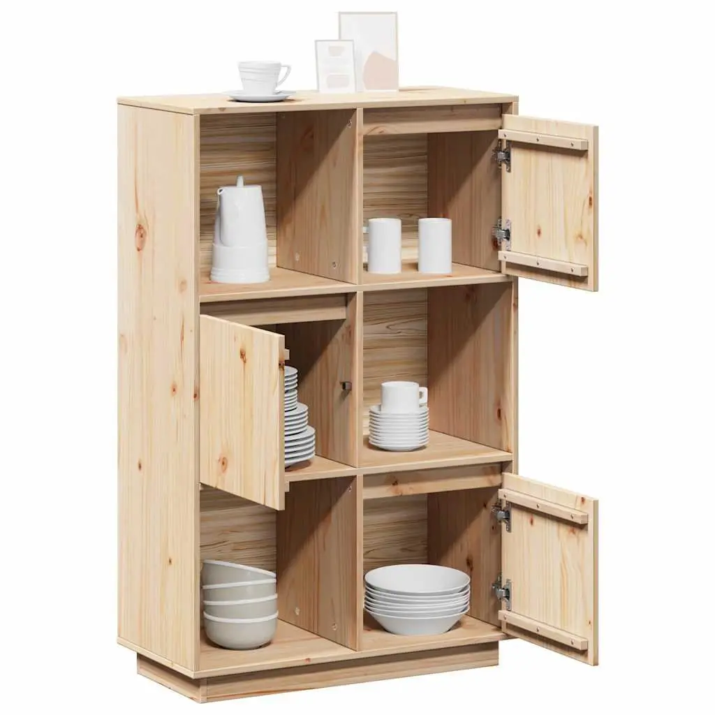 Highboard Storage Cabinet Solid Pine Brown 74x35x117cm Rustic Display Buffet