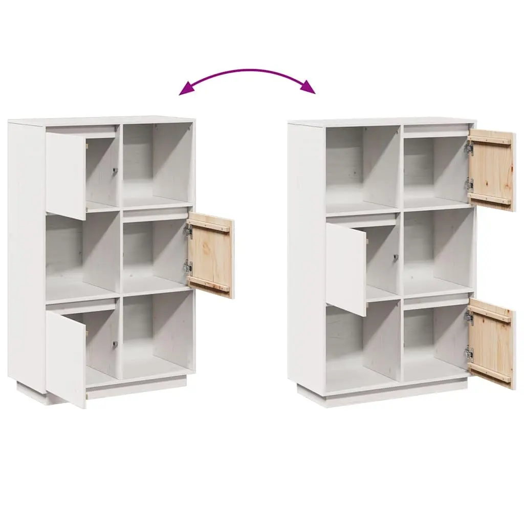 Highboard White Solid Pine Wood Storage Cabinet 74x35x117cm