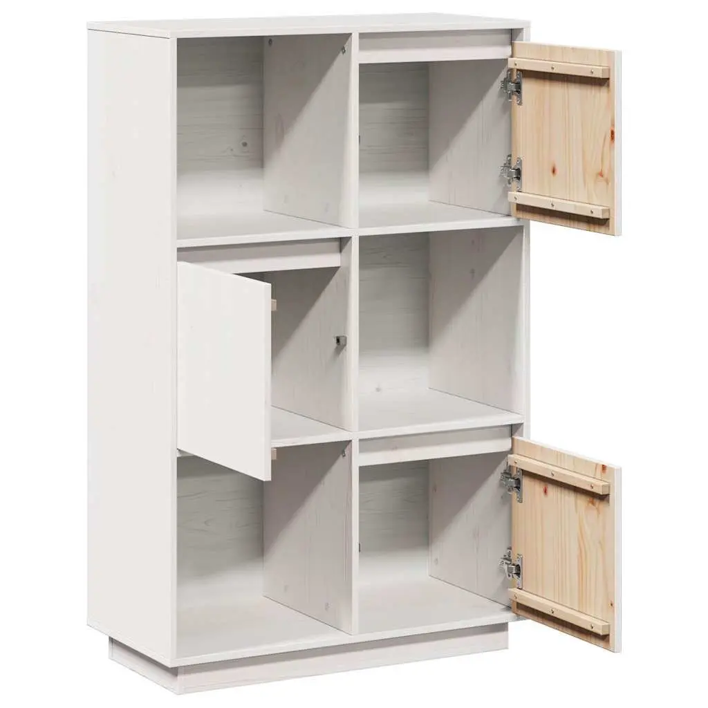 Highboard White Solid Pine Wood Storage Cabinet 74x35x117cm