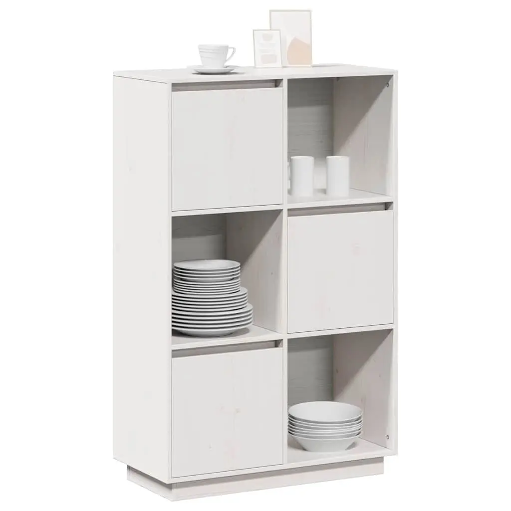 Highboard White Solid Pine Wood Storage Cabinet 74x35x117cm