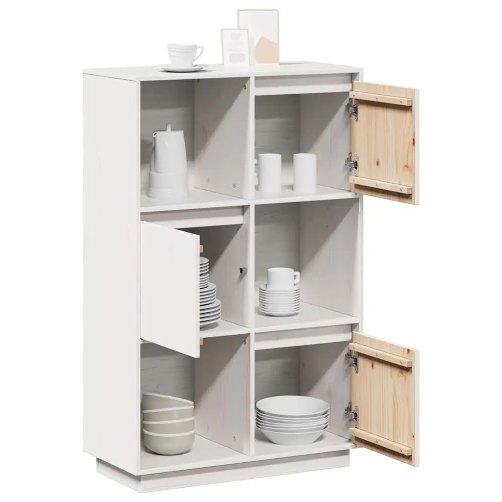 Highboard White Solid Pine Wood Storage Cabinet 74x35x117cm