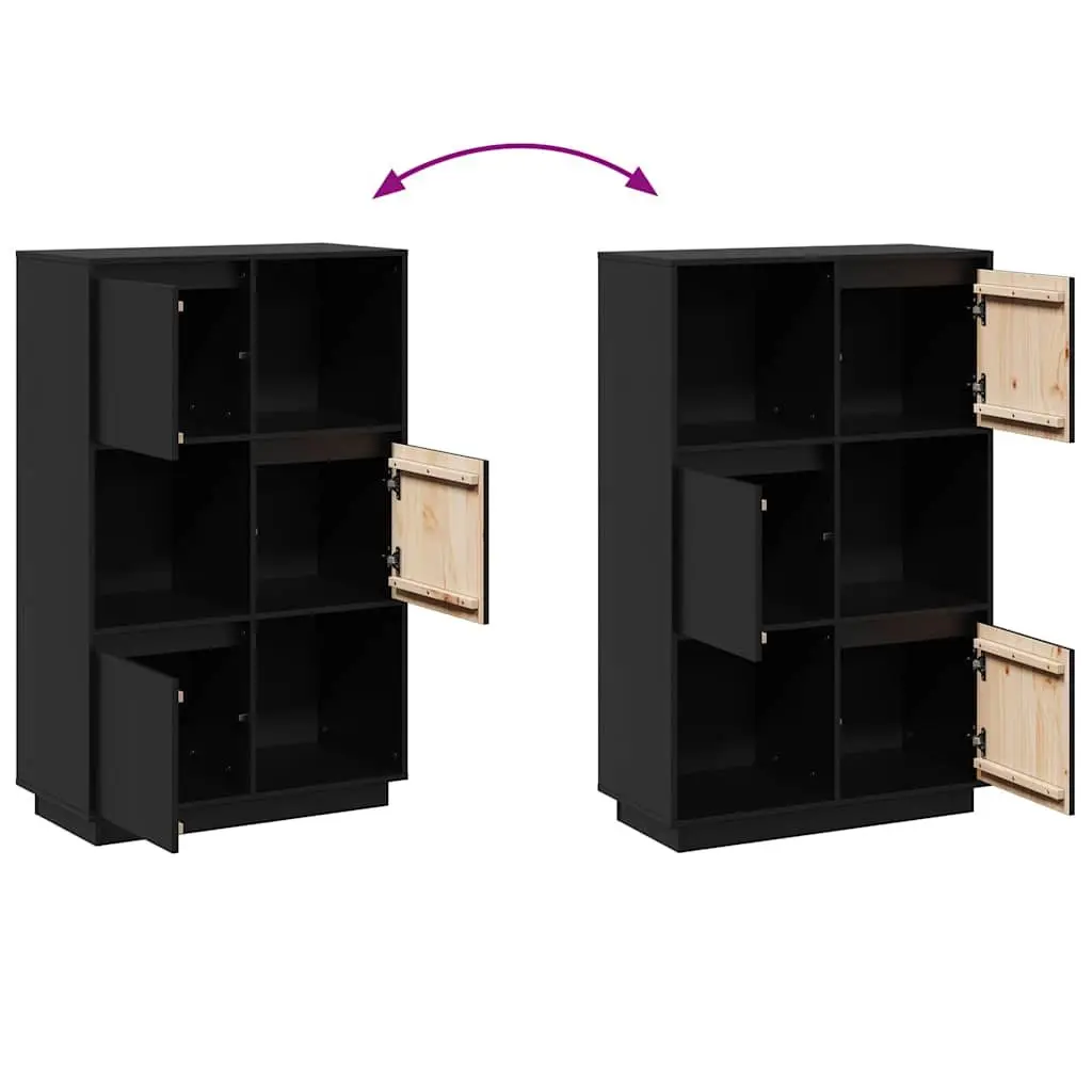 Solid Wood Pine Highboard Black Storage Cabinet Sideboard Display Organiser