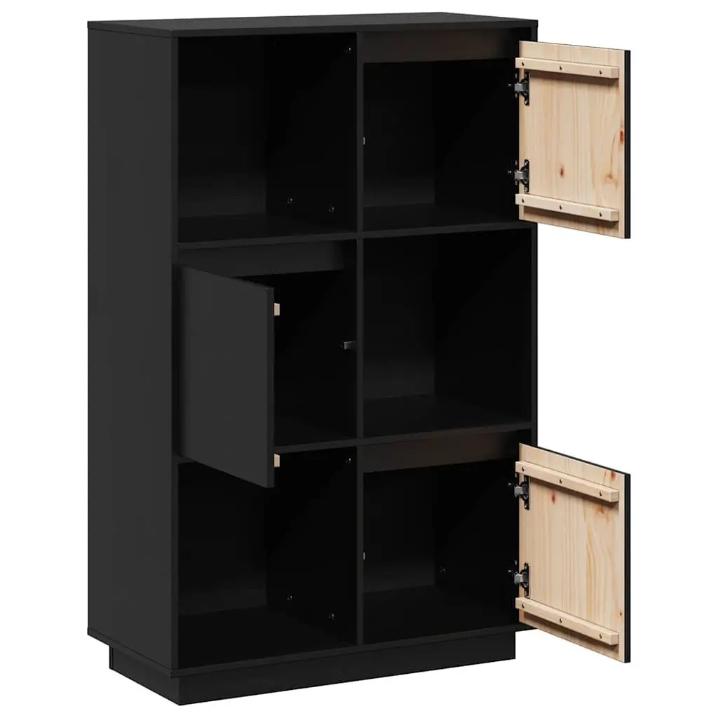 Solid Wood Pine Highboard Black Storage Cabinet Sideboard Display Organiser