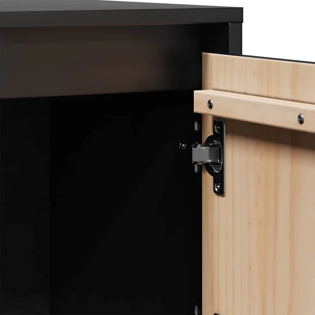 Solid Wood Pine Highboard Black Storage Cabinet Sideboard Display Organiser