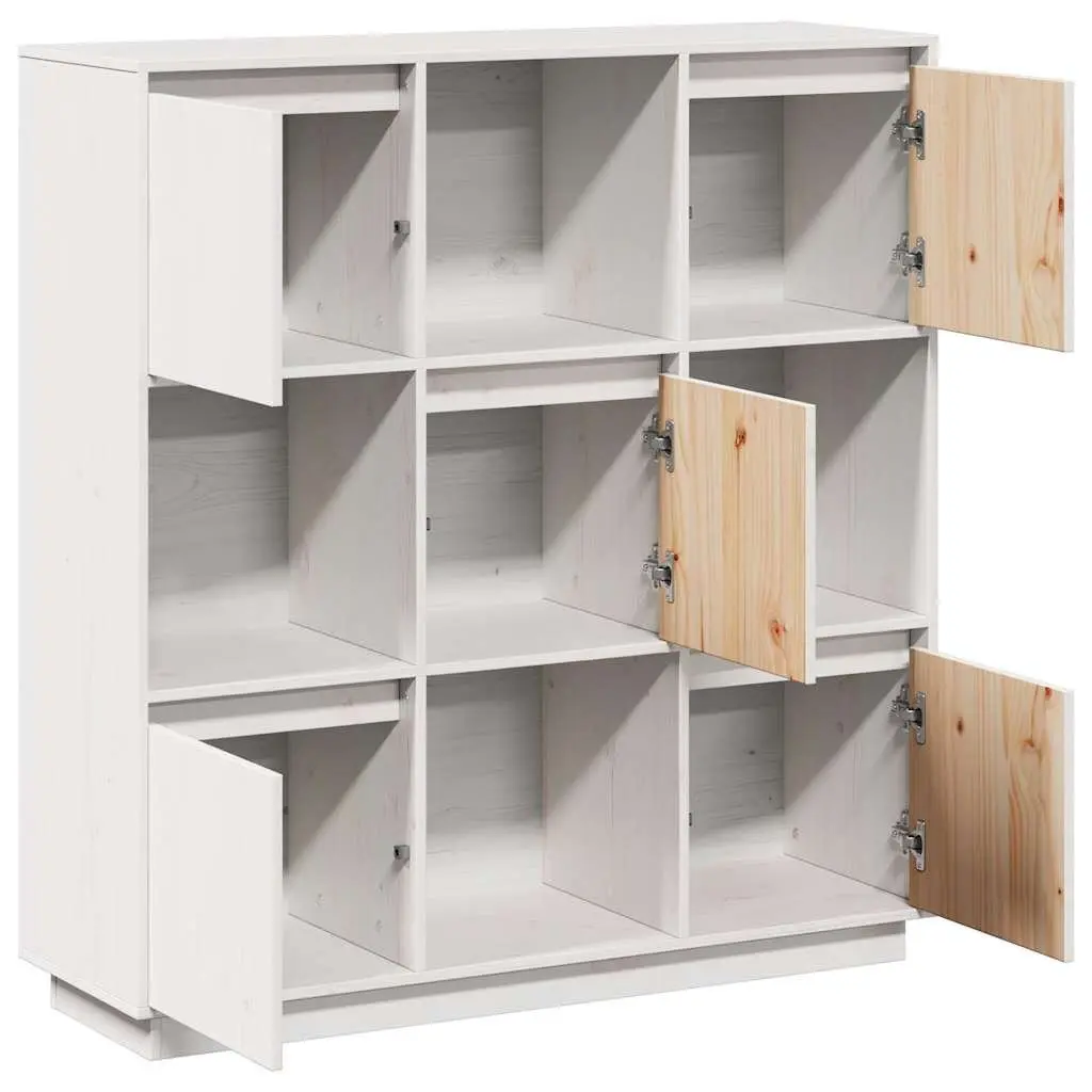Highboard Cabinet 5-Door White Solid Pine Wood 1105W x 350D x 1170H cm