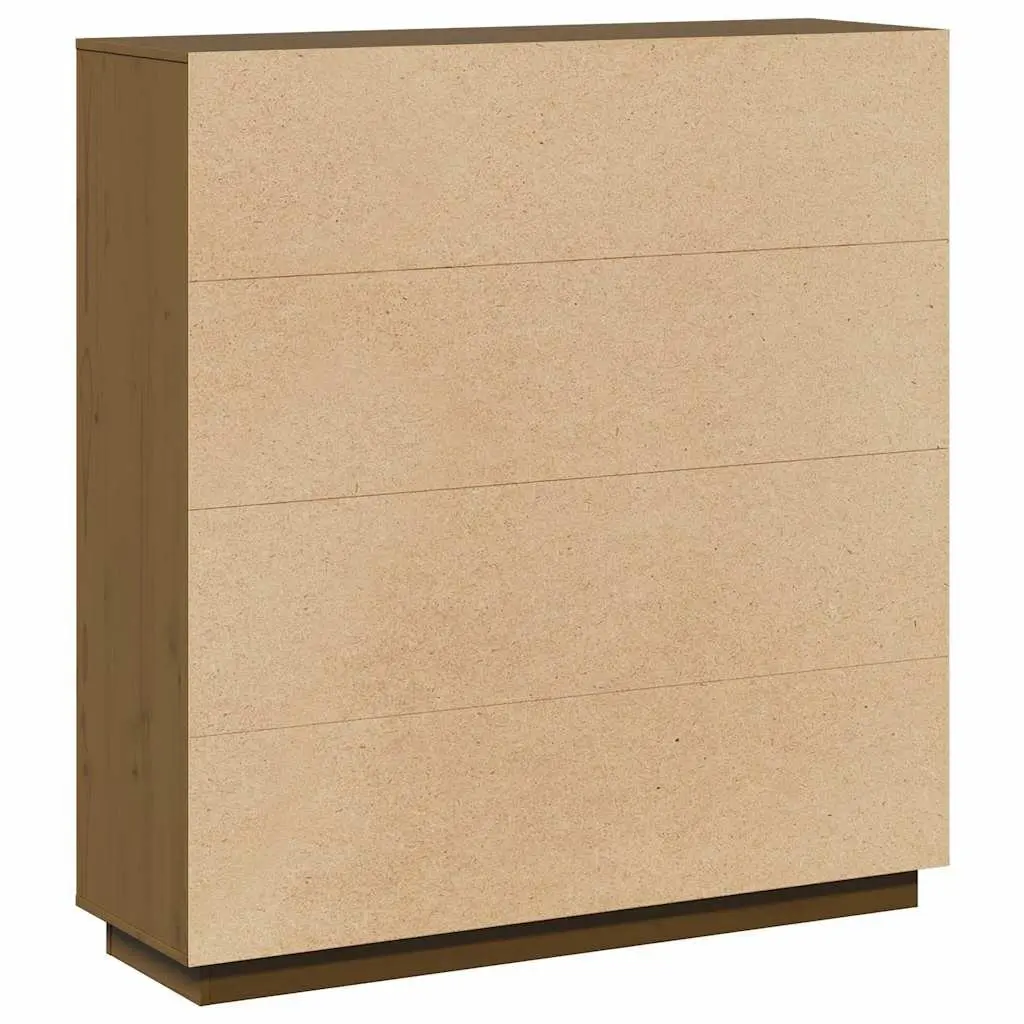 Highboard Storage Cabinet 5 Doors Brown Solid Pine Wood Modern Furniture