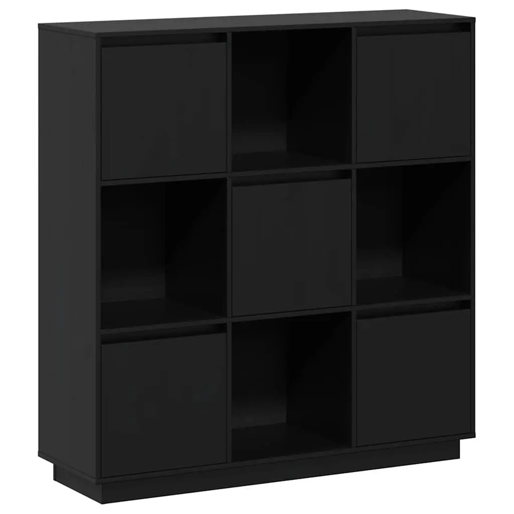 Highboard Black 110.5x35x117 cm Solid Wood Storage Cabinet with 5 Doors