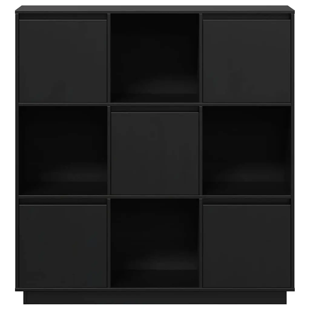 Highboard Black 110.5x35x117 cm Solid Wood Storage Cabinet with 5 Doors