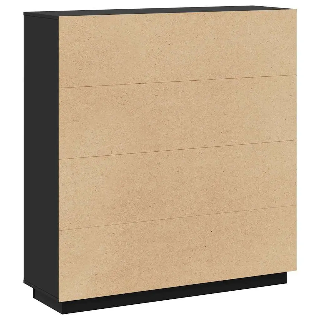 Highboard Black 110.5x35x117 cm Solid Wood Storage Cabinet with 5 Doors