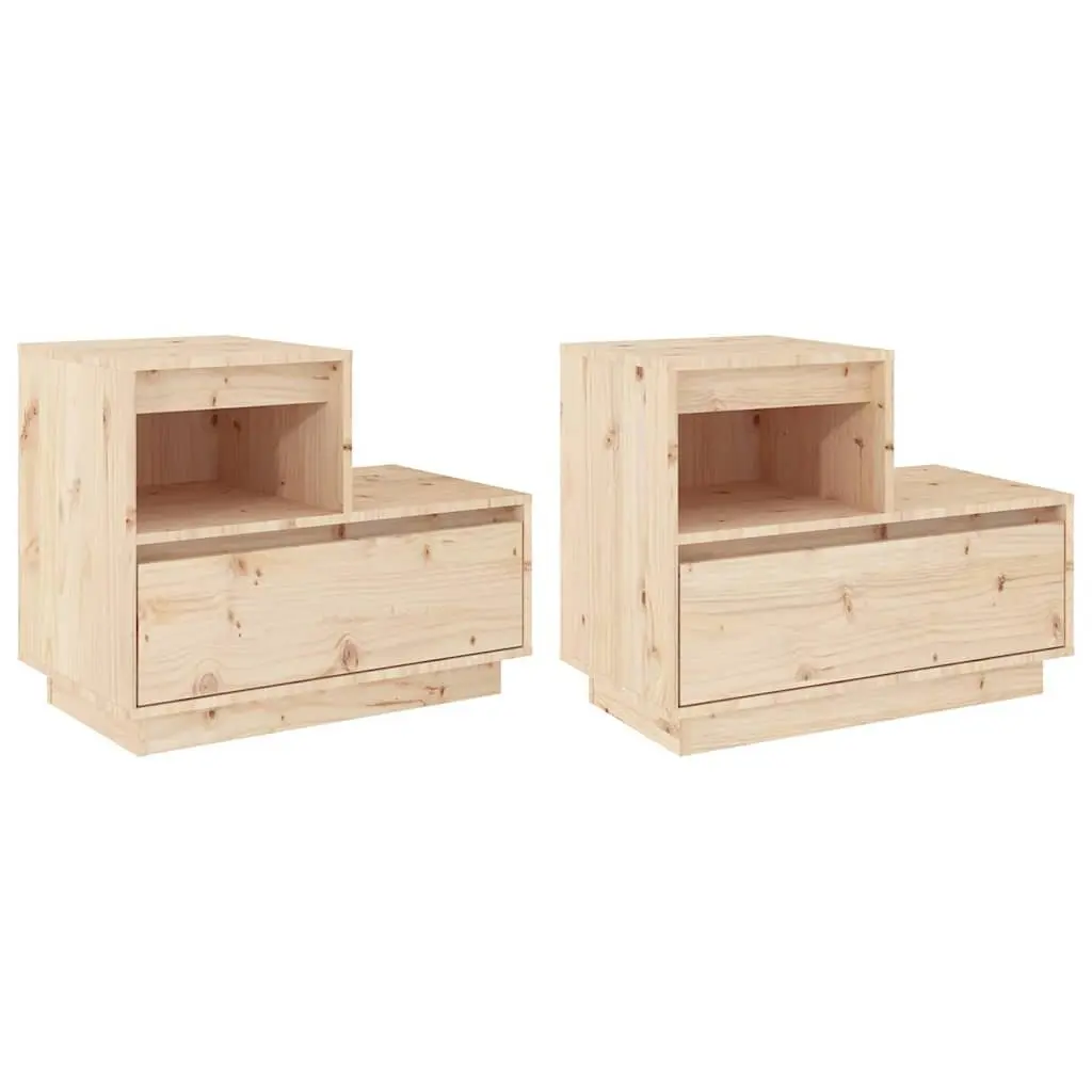 Bedside Cabinet 60x34x51cm Solid Wood Pine Drawer Compartment Storage Bedside