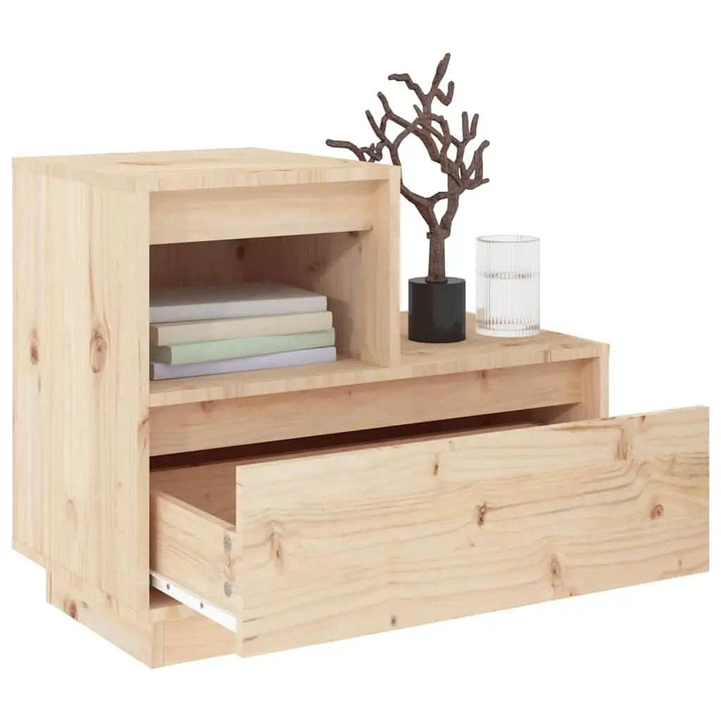 Bedside Cabinet 60x34x51cm Solid Wood Pine Drawer Compartment Storage Bedside