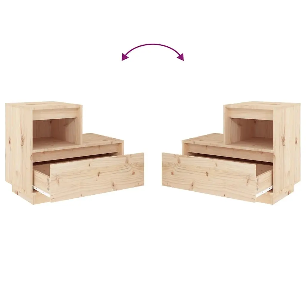 Bedside Cabinet 60x34x51cm Solid Wood Pine Drawer Compartment Storage Bedside
