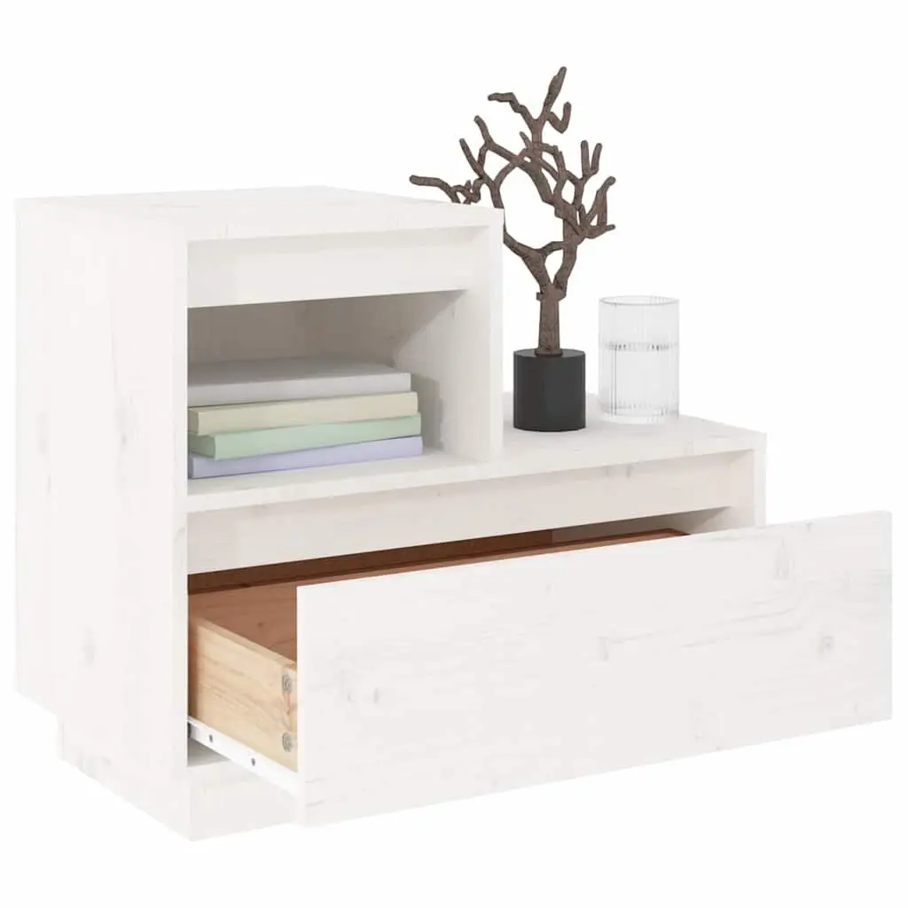 Bedside Cabinets Solid Pine Wood White 60x34x51 cm 2 Piece Storage Nightstand