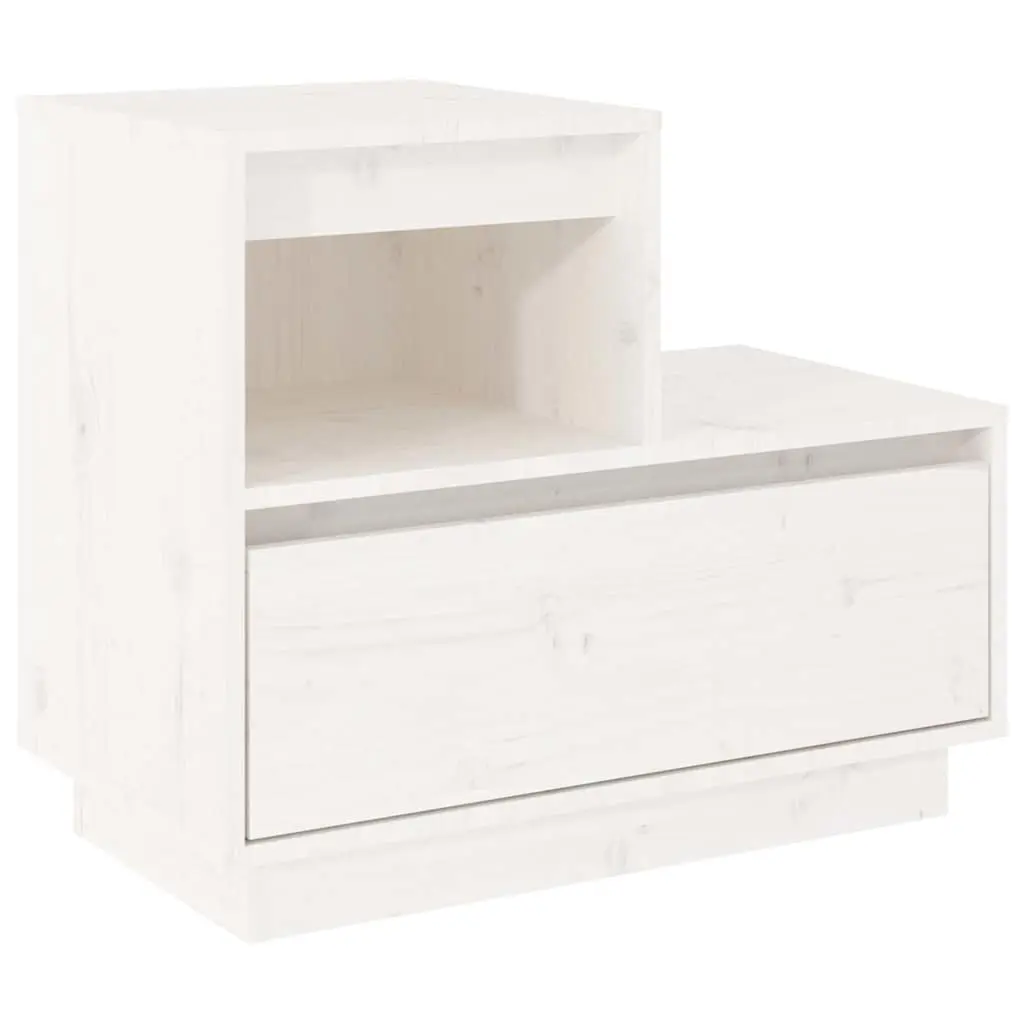 Bedside Cabinets Solid Pine Wood White 60x34x51 cm 2 Piece Storage Nightstand