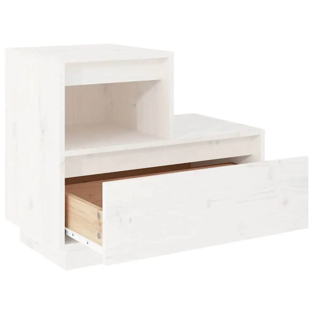 Bedside Cabinets Solid Pine Wood White 60x34x51 cm 2 Piece Storage Nightstand